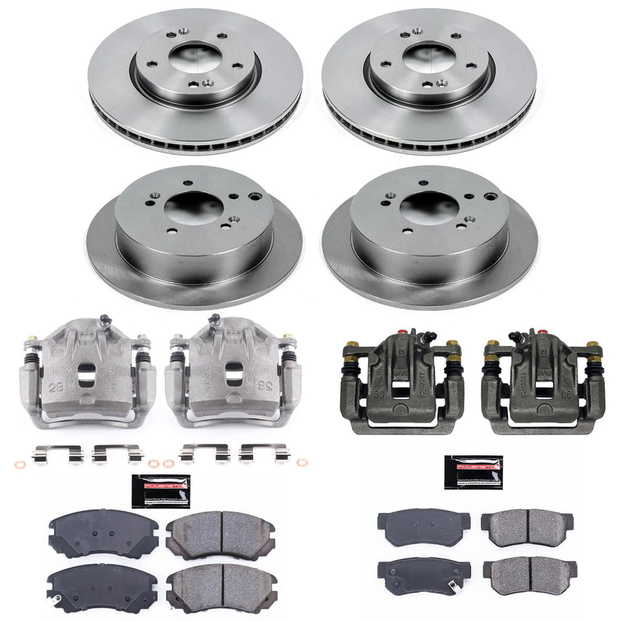 Power Stop KCOE4448 Stock Replacement Brake Kit Front & Rear with OE Calipers For Hyundai Tucson 2005-2009, Kia Sportage 2005-2010 [Model Specific]