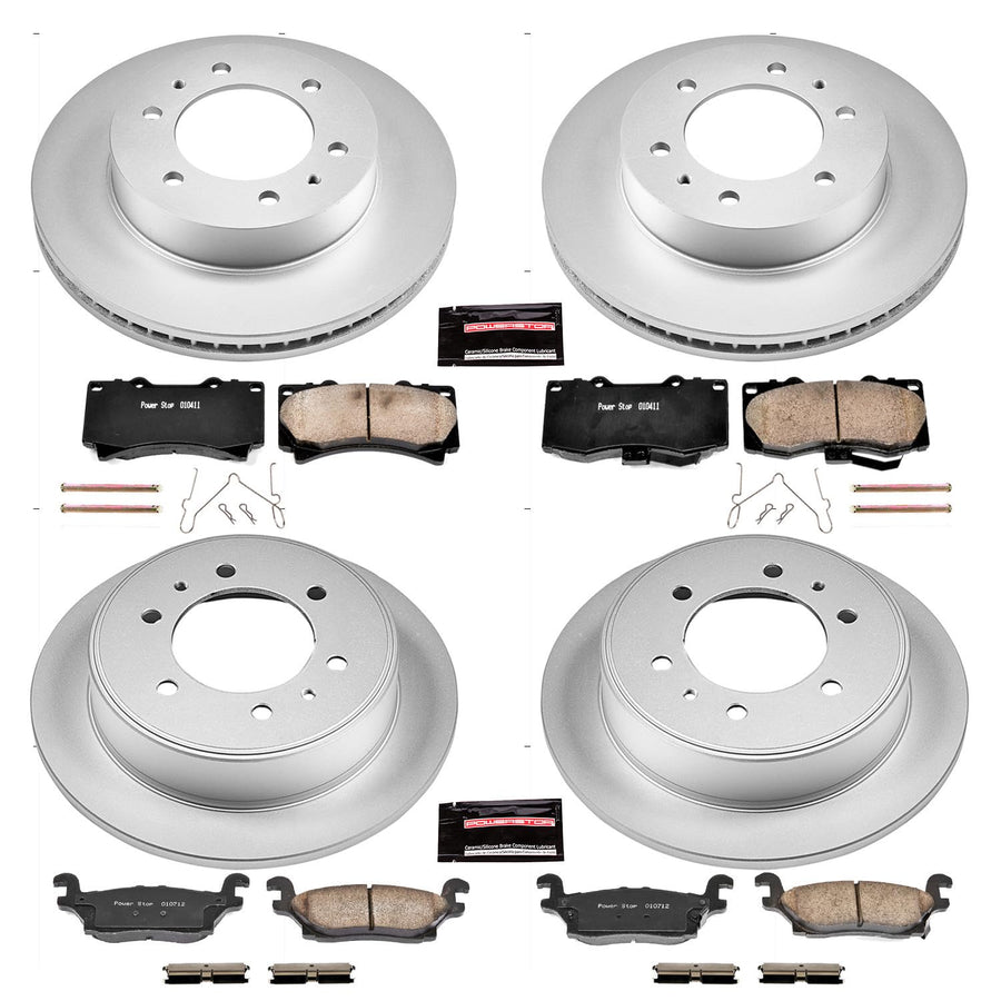 Power Stop CRK2820 Brake Rotor & Coated Ceramic Brake Pads- front & rear For Hummer H3 2006-2010, Hummer H3T 2009-2010 [Model Specific]
