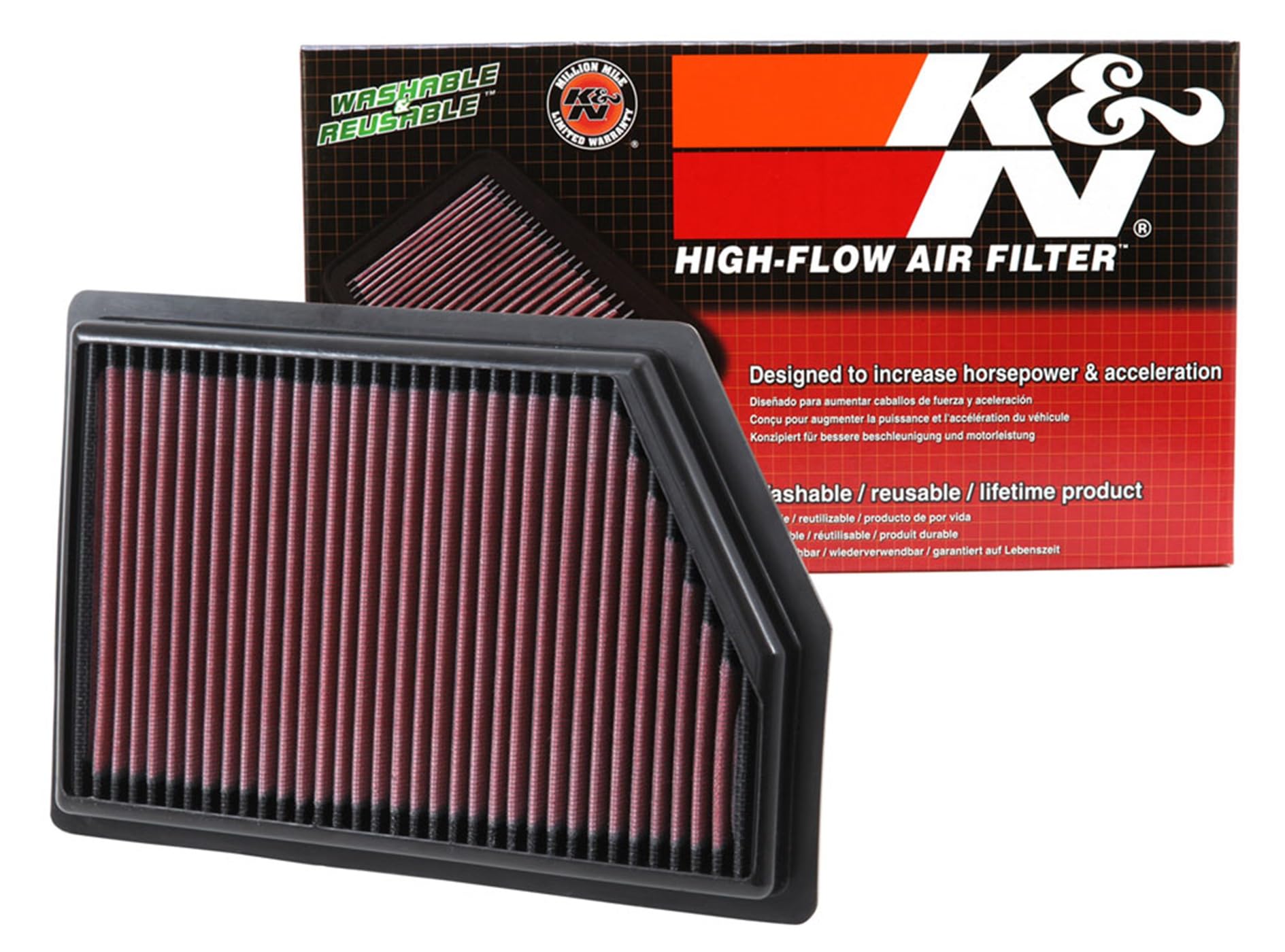 K&N Original High-Flow Lifetime Engine Air Filter: Increase Power: Premium, Washable: Compatible with 2014-2020 Jeep: Cherokee, 33-5009