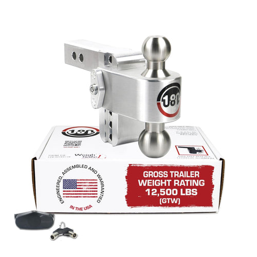Weigh Safe Adjustable Trailer Hitch Ball Mount - Adjustable 4" Drop Hitch for 2" Receiver - Premium Heavy Duty Aluminum Trailer Tow Hitch w/ Stainless Steel Tow Balls (2" & 2 5/16") - 12,500 lbs GTW