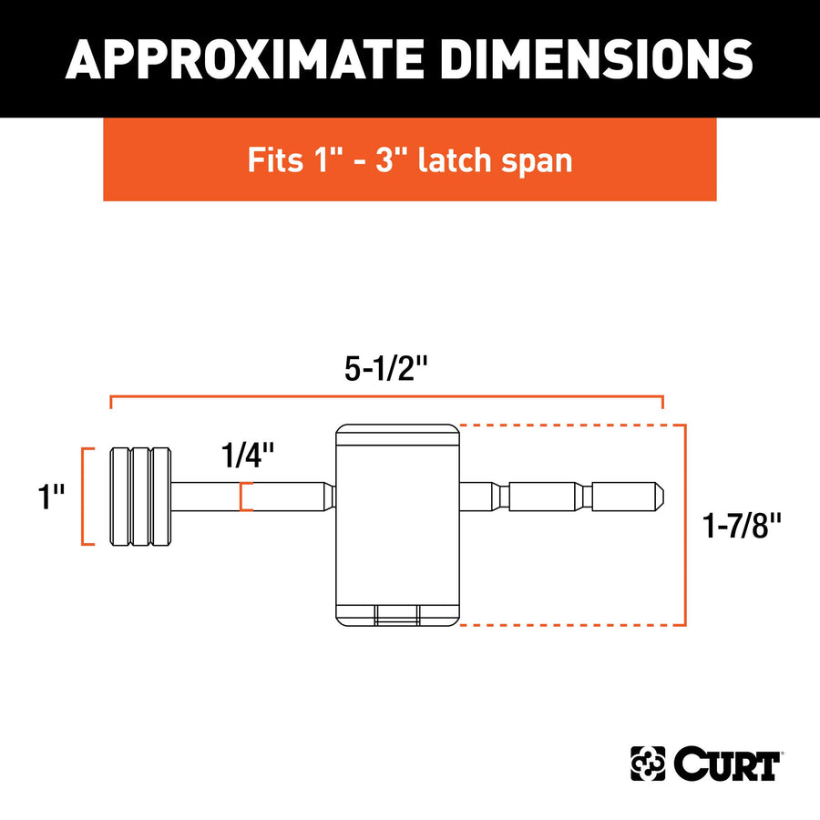 CURT Right-Angle Trailer Coupler Lock, 1/4-Inch Pin Diameter, Up to 3-Inch Span, BLUE ANODIZED ALUMINUM