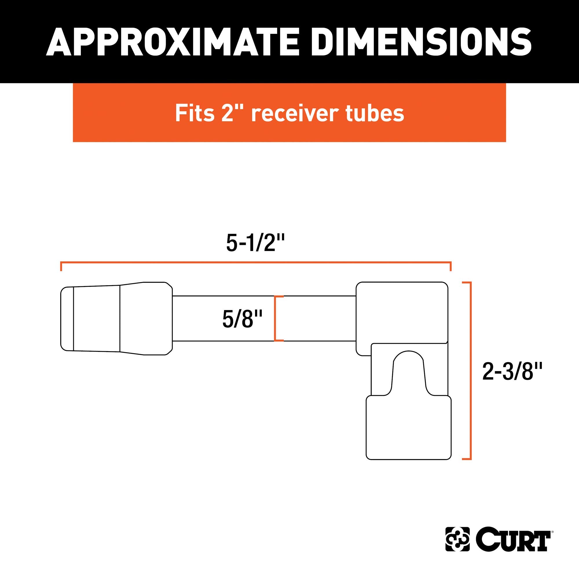 CURT Right-Angle Trailer Hitch Lock, 5/8-Inch Pin Diameter, Fits 2-Inch Receiver 23510