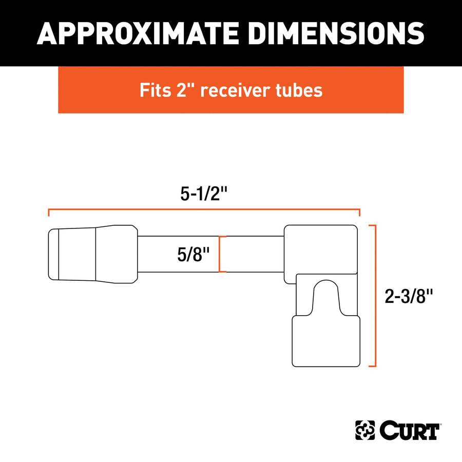 CURT Right-Angle Trailer Hitch Lock, 5/8-Inch Pin Diameter, Fits 2-Inch Receiver 23510