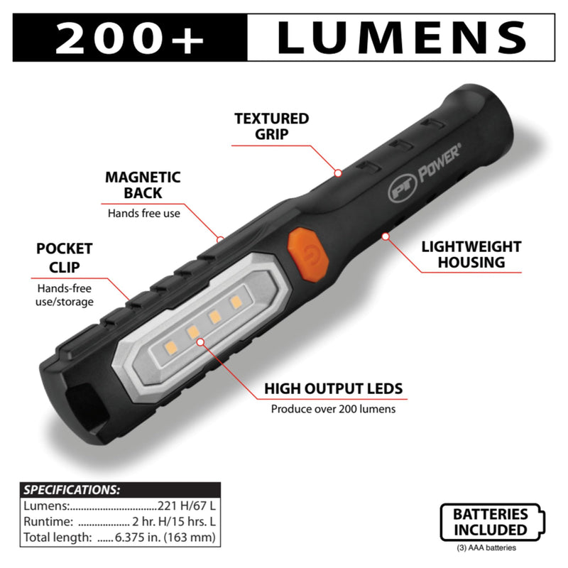 W2319 Performance Tool 200+LM LED Penlight, 200 Lumens, Lightweight Housing, Up to 15 Hours of Runtime, Black