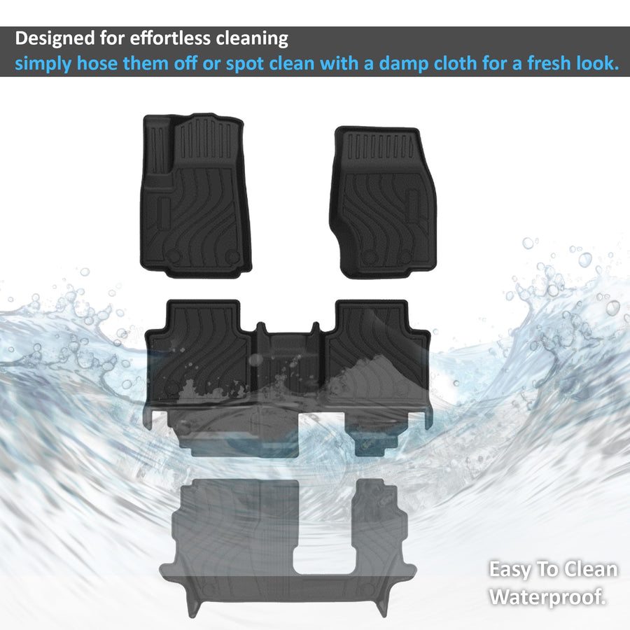 TOTALINER Black Horse Heavy Duty Floor Mat Anti-Skid Black 1.37'' Thickness Compatible with 2023-2024 Jeep Grand Cherokee L 7-Seats -FMJGC23