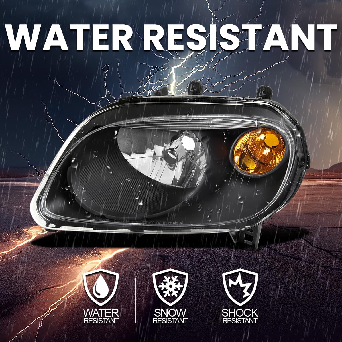 Black Headlights SPEC-D TUNING Compatible with 2006-2011 Chevy HHR, Left + Right Pair Headlamp Assembly