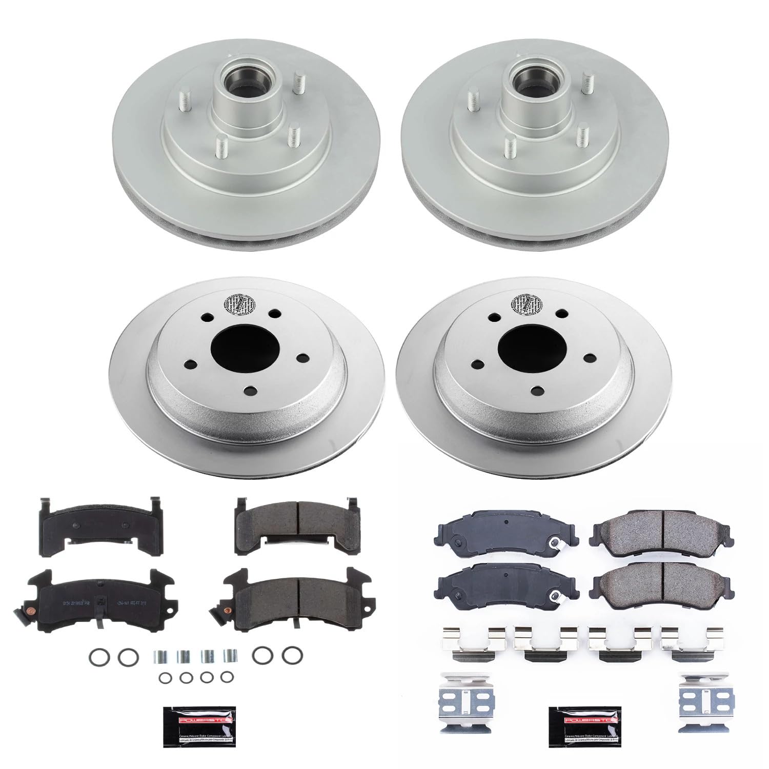 Power Stop Z17 CRK8437 Front and Rear Coated Rotor Kit-Coated Brake Rotors & Ceramic Brake Pads For Chevrolet S10 2003, GMC Sonoma 2003 [Model Specific]
