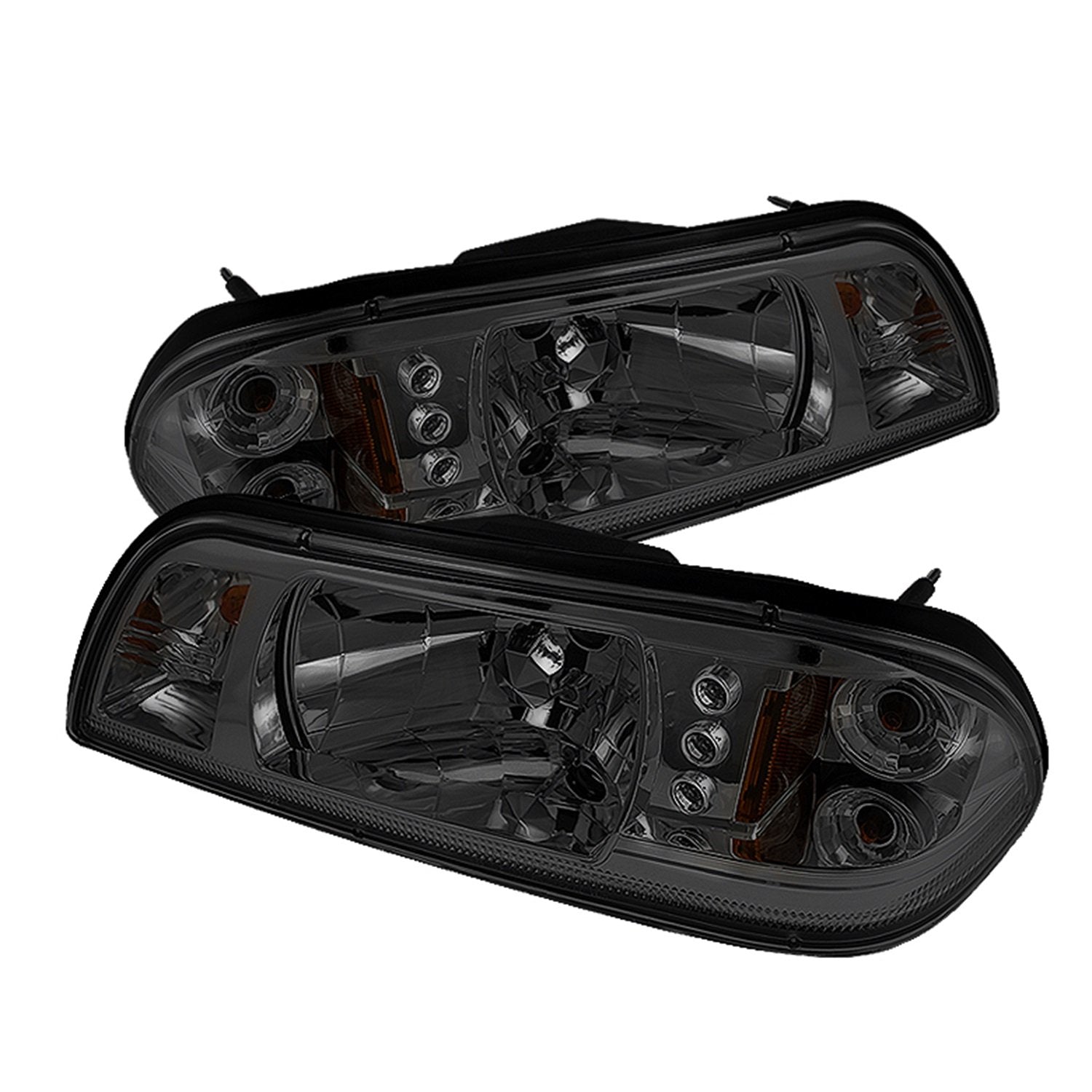 Ford Mustang Spyder 5016805 87-93 1PC LED (Replaceable LEDs) Crystal Headlights - Black