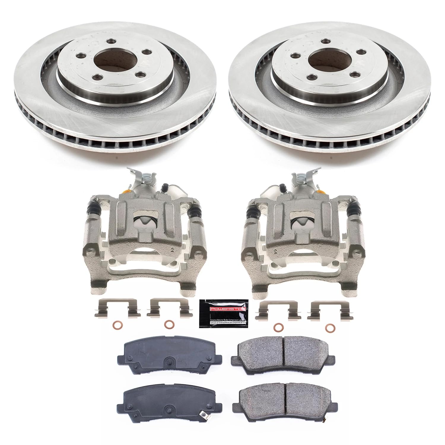Power Stop KCOE6812 Rear Brake Caliper Kit- Brake Rotor, Brake Pads & Calipers For Ford Mustang 2015-2022 [Model Specific]