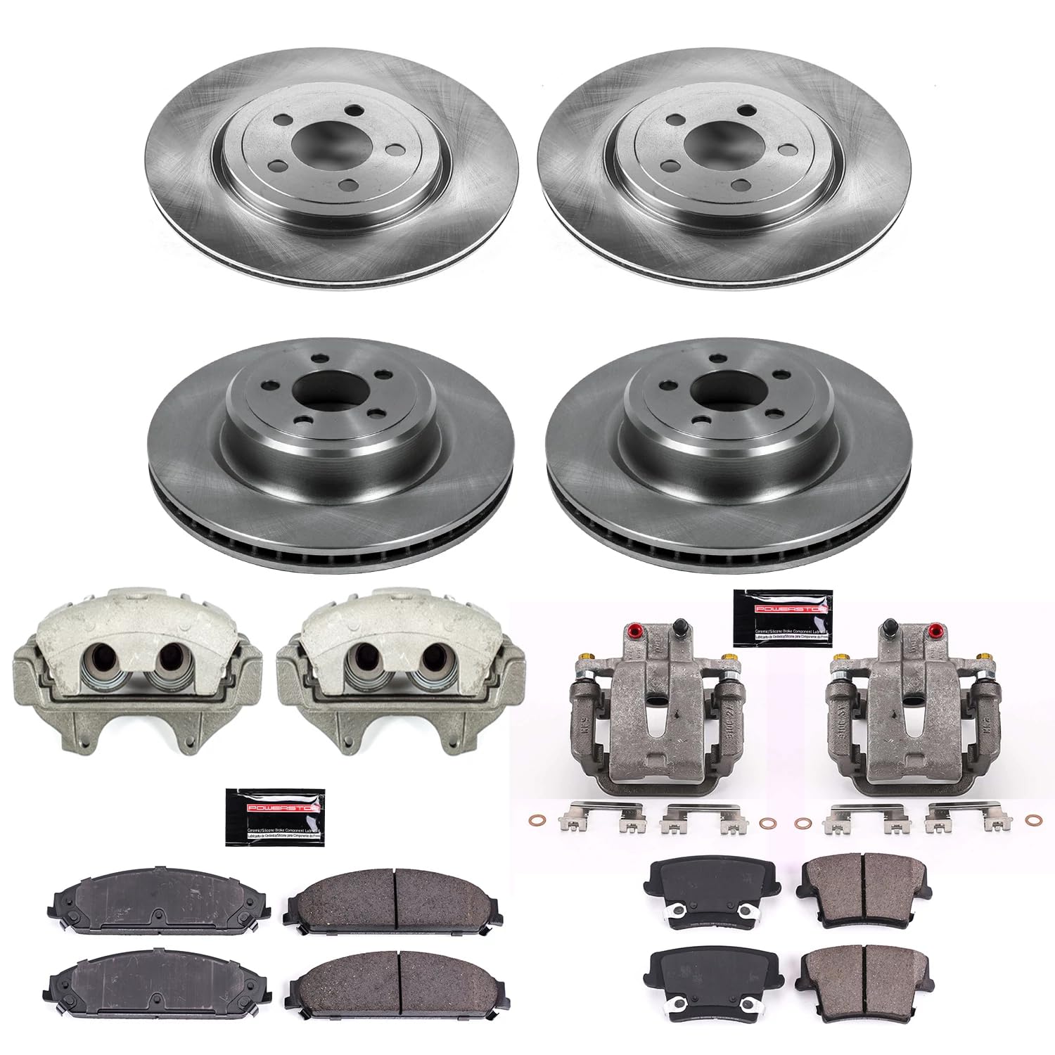 Power Stop Autospeciality KCOE5457 Replacement Front and Rear Caliper Kit- OE Rotors, Ceramic Brake Pads, Calipers For Dodge Charger 2006-2011, Dodge Magnum 2006-2008 [Model Specific]