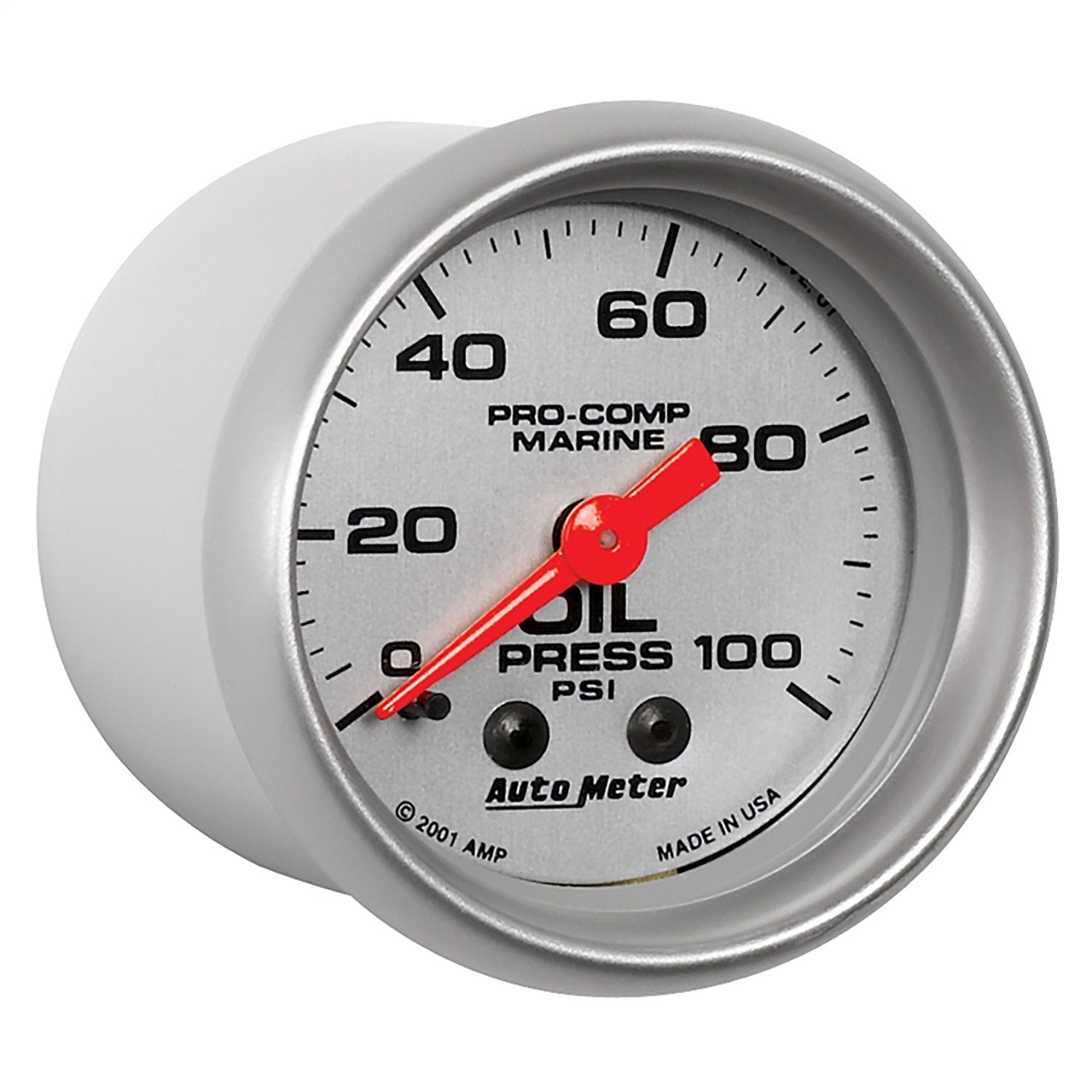 Oil Pressure AutoMeter Gauge, 2 1/16", 100Psi, Mechanical, Marine Silver (200790-33),Multi