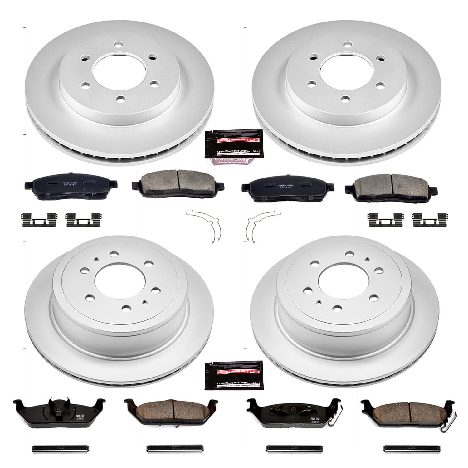 Power Stop CRK1944 Brake Rotor & Coated Ceramic Brake Pads- front & rear For Ford F-150 2004-2008, Lincoln Mark LT 2006-2008 [Model Specific]