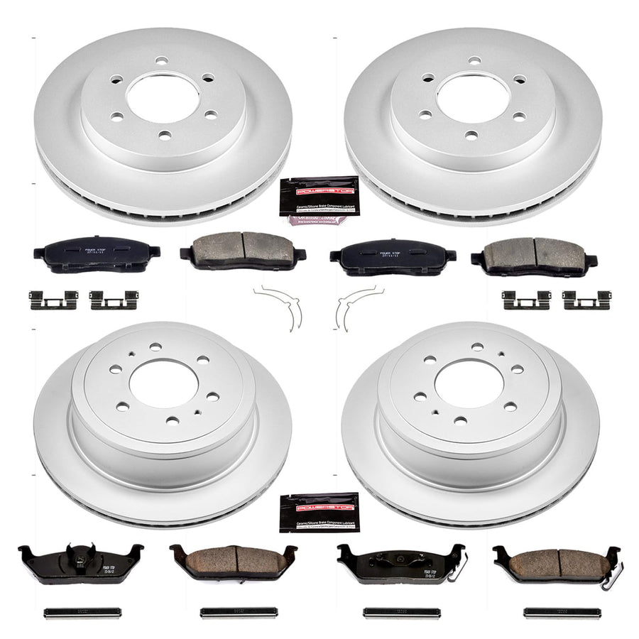 Power Stop CRK1944 Brake Rotor & Coated Ceramic Brake Pads- front & rear For Ford F-150 2004-2008, Lincoln Mark LT 2006-2008 [Model Specific]