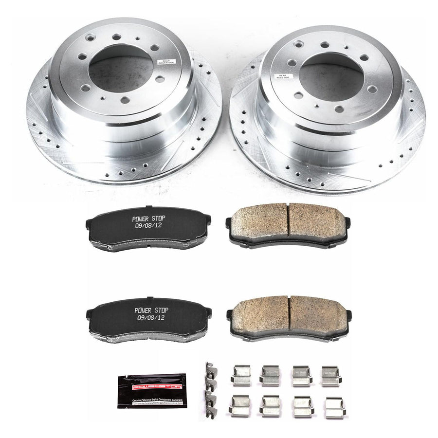 Power Stop K1156 Z23 Carbon Fiber Brake Pads with Drilled & Slotted Brake Rotors Kit For Lexus LX450 1996-1997, Toyota Land Cruiser 1993-1997 [Model Specific]