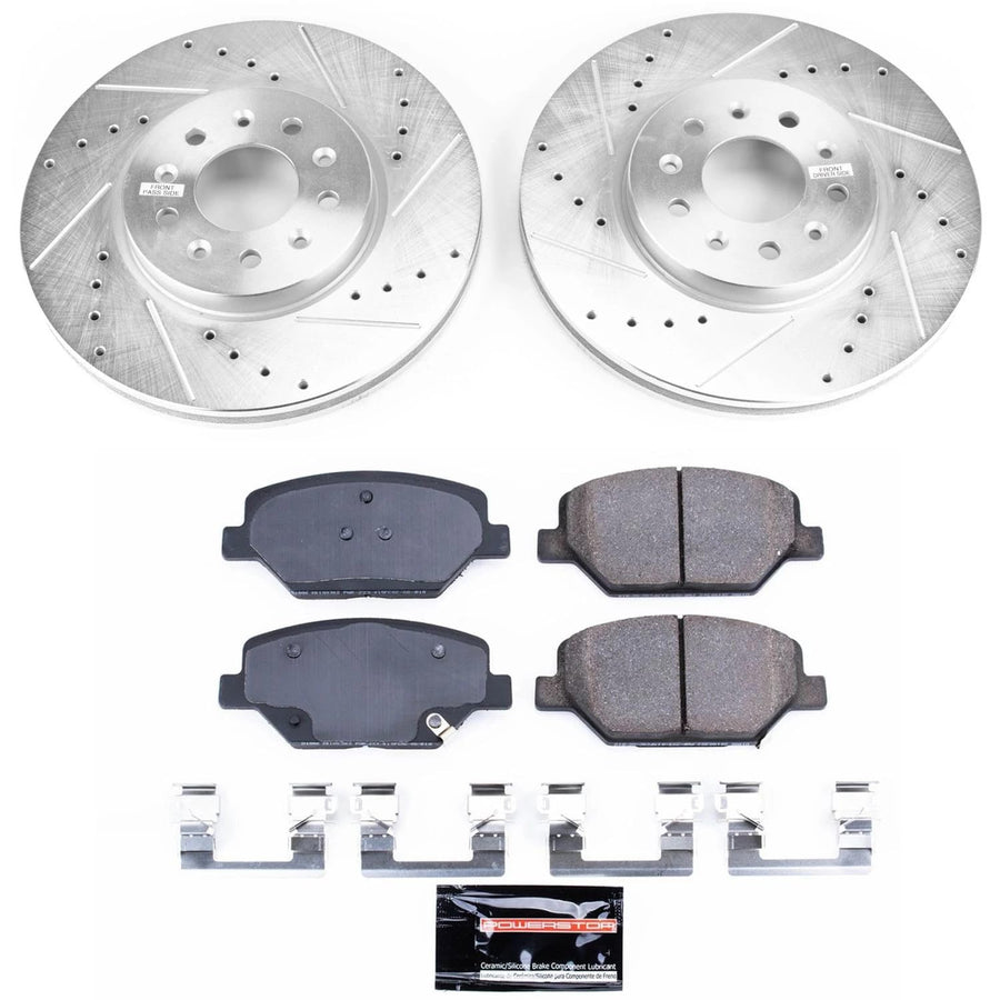 Power Stop K7661 Z23 Carbon Fiber Brake Pads with Drilled & Slotted Brake Rotors Kit For Envision, LaCrosse, Regal Sportback, Regal TourX, Equinox, Terrain [Model Specific]