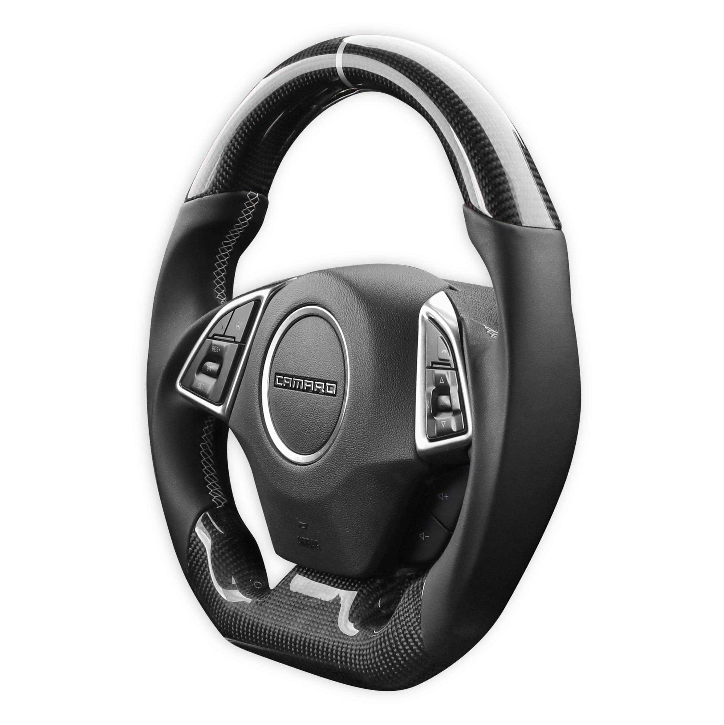 Carbon Fiber Steering Wheel with Leather Grips Drake Muscle Cars CA950-13