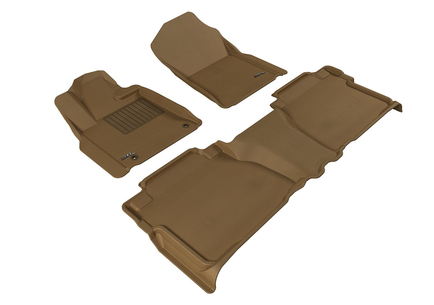 3D MAXpider Kagu Custom Fit Floor Mat (TAN) for 2012-2013 Toyota Tundra Double CAB - 1ST Row 2ND Row