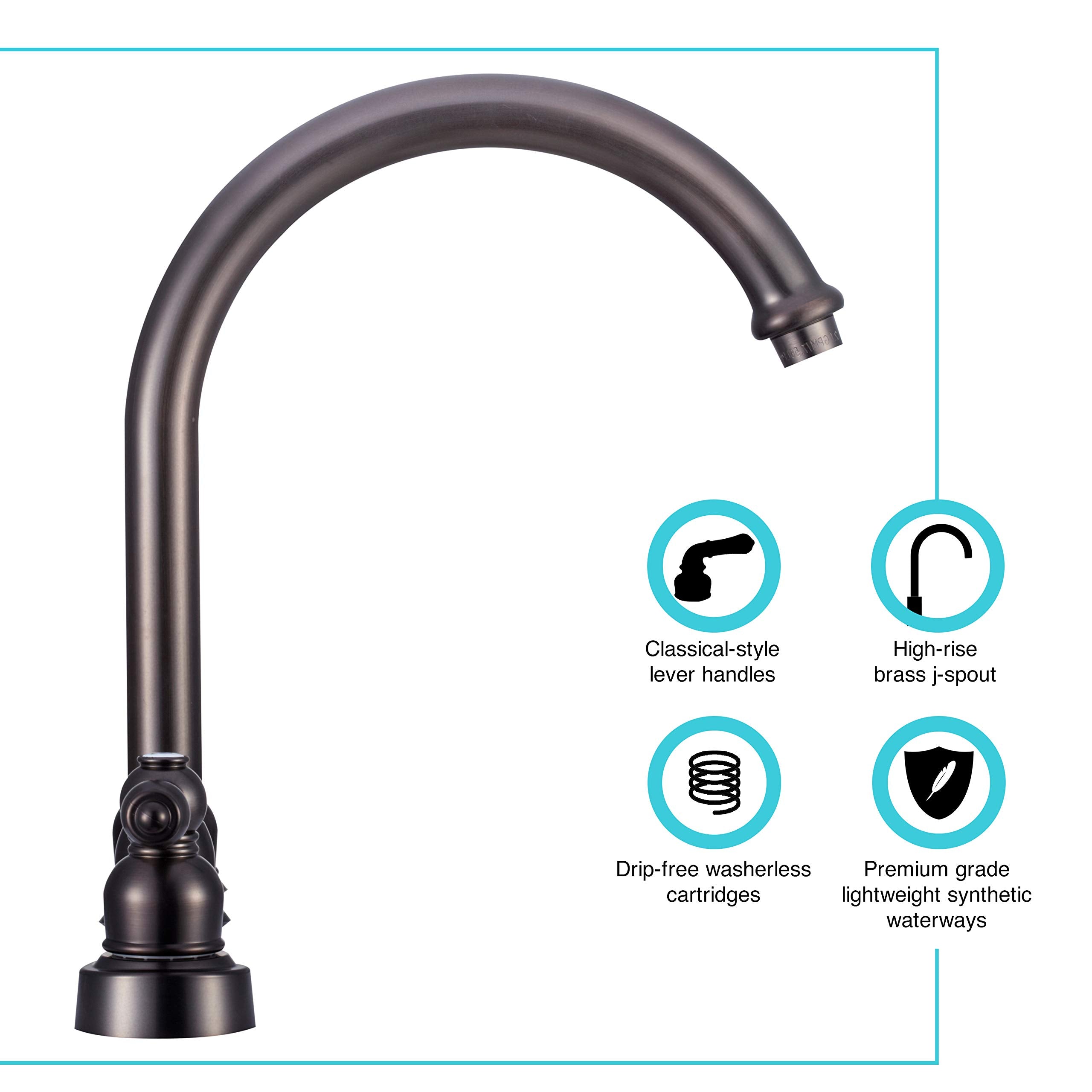 Dura Faucet RV DF-PK340L-VB Non-Metallic Kitchen Sink J-Spout Faucet (Venetian Bronze)