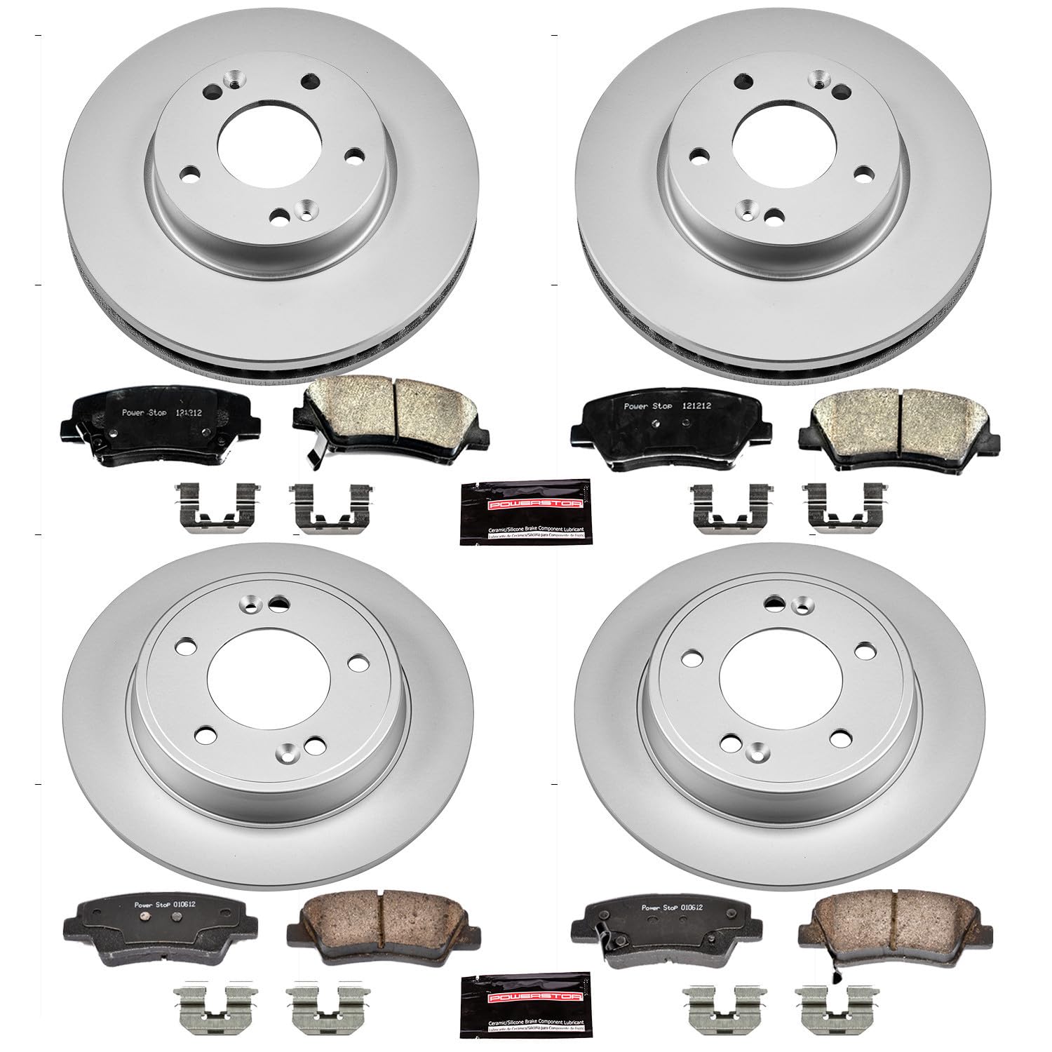 Power Stop Z17 Evolution Geomet Coated Brake Kit Front and Rear For Hyundai Elantra 2011-2016, Hyundai Elantra Coupe 2013-2014 [Model Specific]