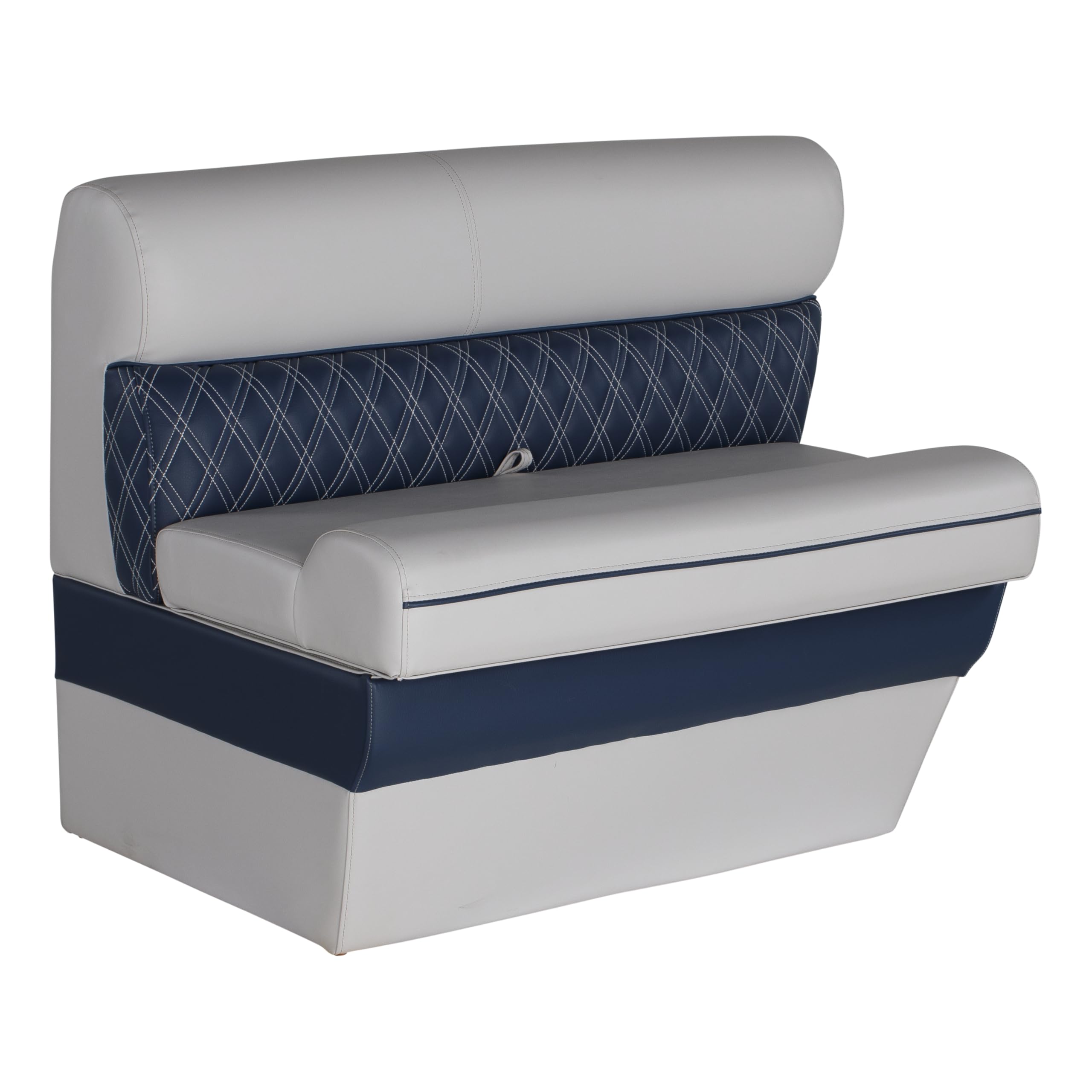Sunset Collection Lippert 36" Angled Pontoon Bench Seat, Fits Against Helm Station, Contoured Foam Cushioning, Durable Marine-Grade Vinyl, Dry Storage, Poly Frame, 36"L x 28"W x 30"H - 2024021318