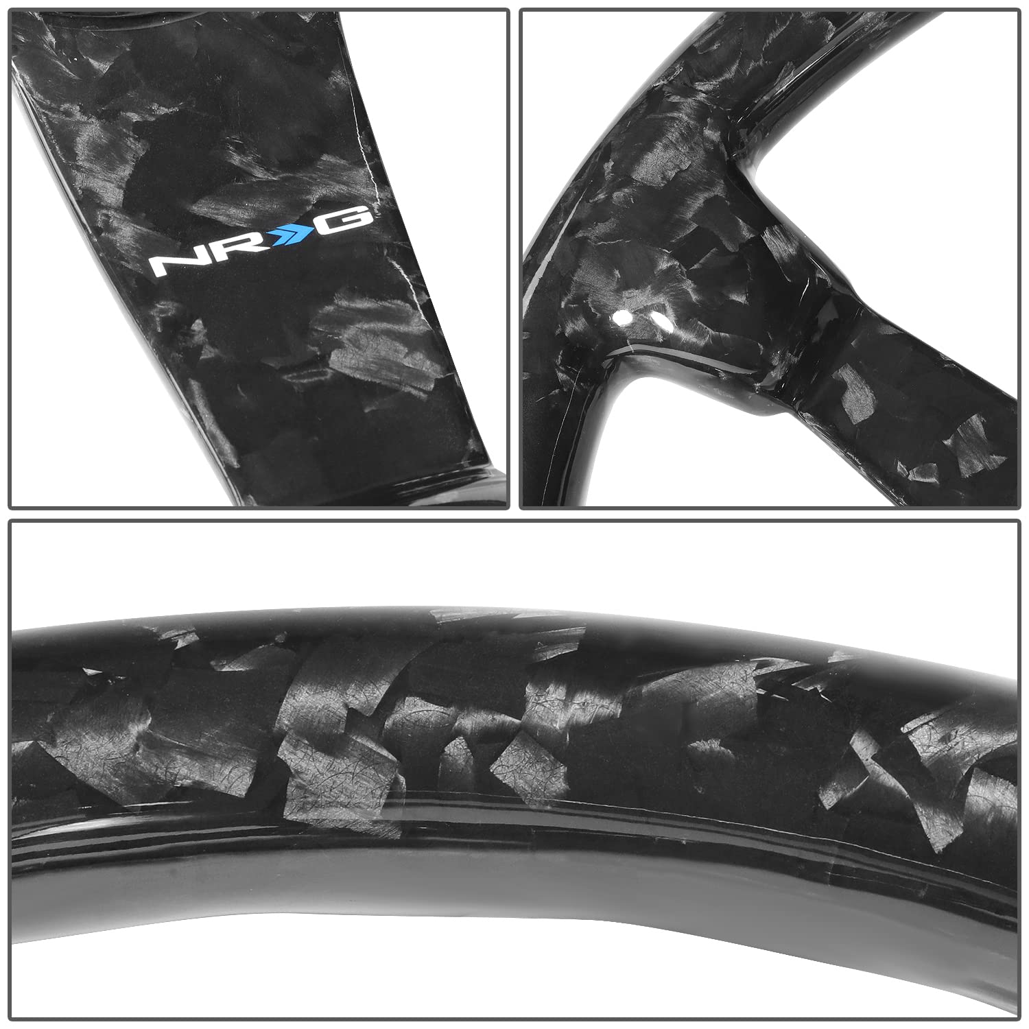 NRG Innovations Forged Carbon Fiber NRG-ST-036FC Light Weight Steering Wheel 350mm 3'Deep Dish, Gloss Black, 6 X 70 PCD