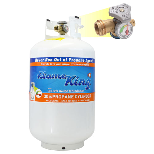 Flame King 30lb YSN330 Steel Propane Tank Cylinder with Gauge and OPD Valve for Grills and BBQs, Camping, Fishing, & Outdoor Activities, White