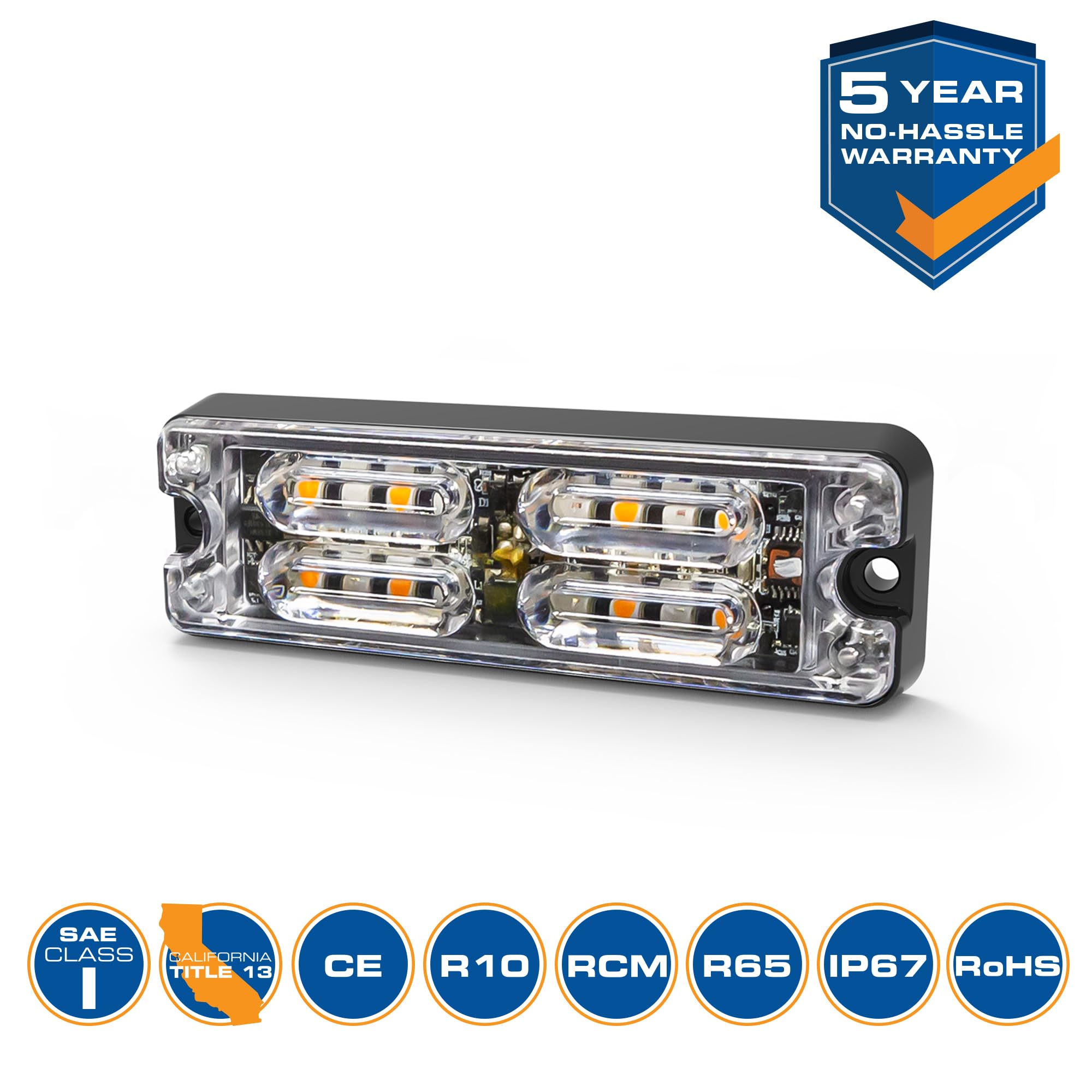 ECCO 12 High-Intensity Directional LEDs Amber White LED 1.4 amps 12V 24V Surface Mount Waterproof Warning Light Construction Caution Lights for Truck Off Road car Commercial Vehicles, 5 Year Warranty