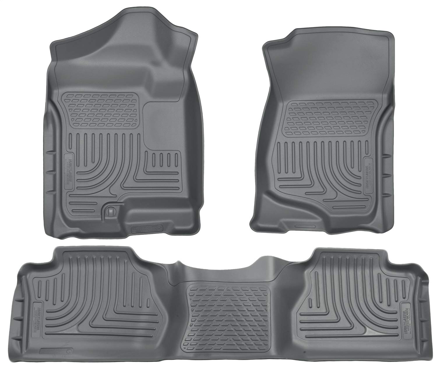 Weatherbeater Husky Liners | Fits 2007-2013 Chevrolet Silverado/GMC Sierra 1500, 2007-2014 2500/3500 Extended Cab - Front & 2nd Row Liner (Footwell Coverage) - Grey, 3 pc. | 98213