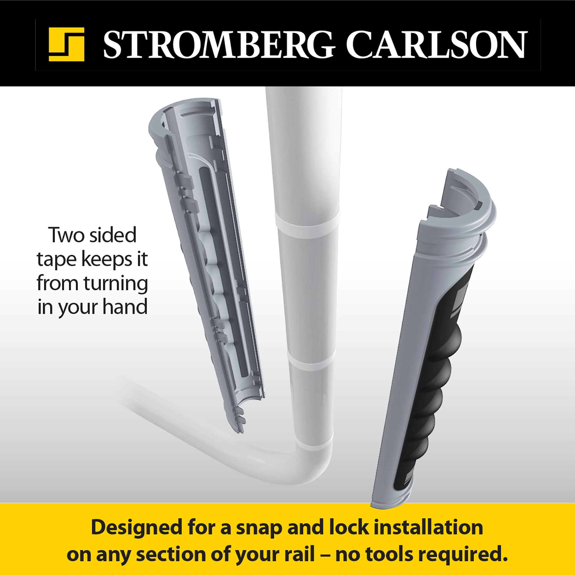 Stromberg Carlson AM-01 Lend-A-Hand Dura Grip RV Handle Replacement – Rubber Rail Cover for 1" Diameter Step Handles, Easy to Install Grab Bar Wrap for Entry Assistance – 9"L, Gray & Black