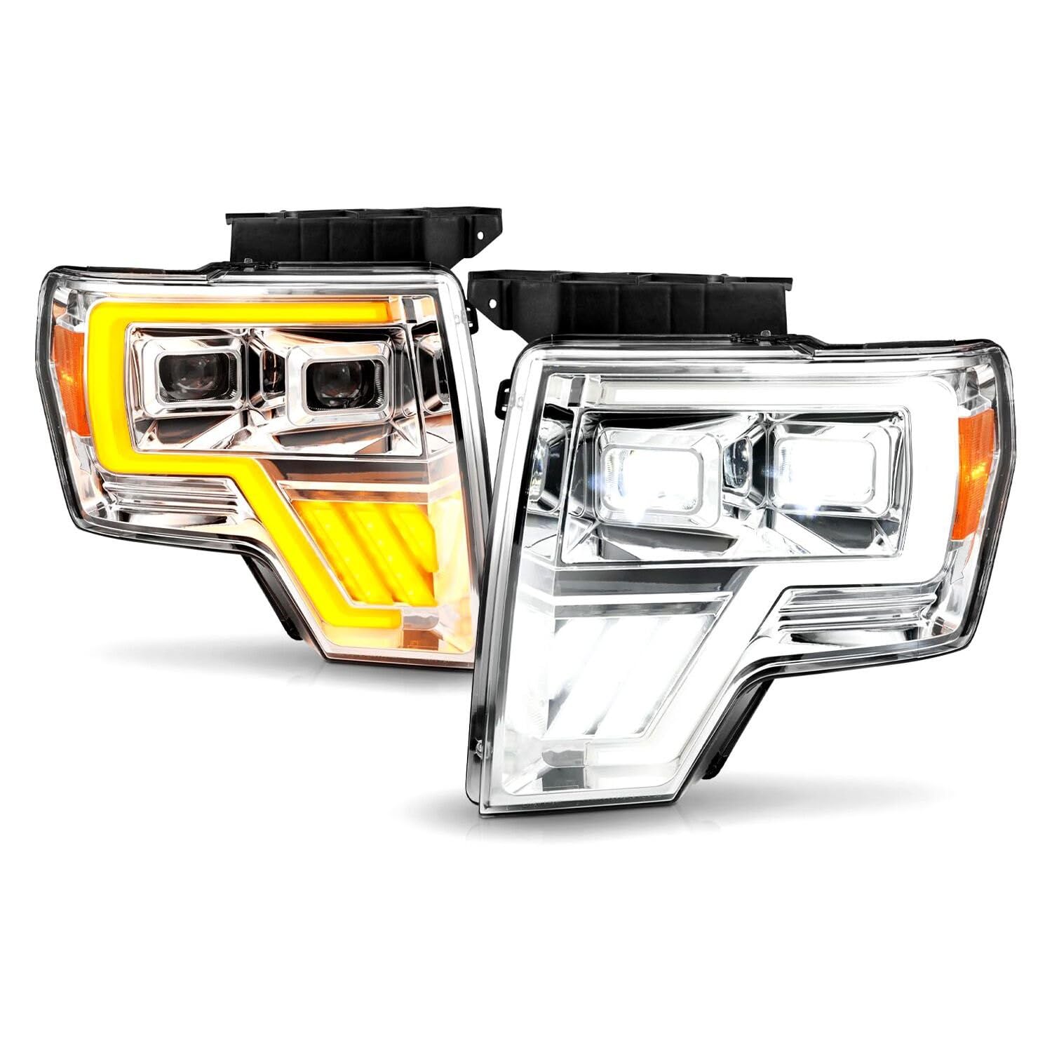 09-14 Ford F-150 ANZO Full LED Proj Headlights w/Initiation Feature - Chrome