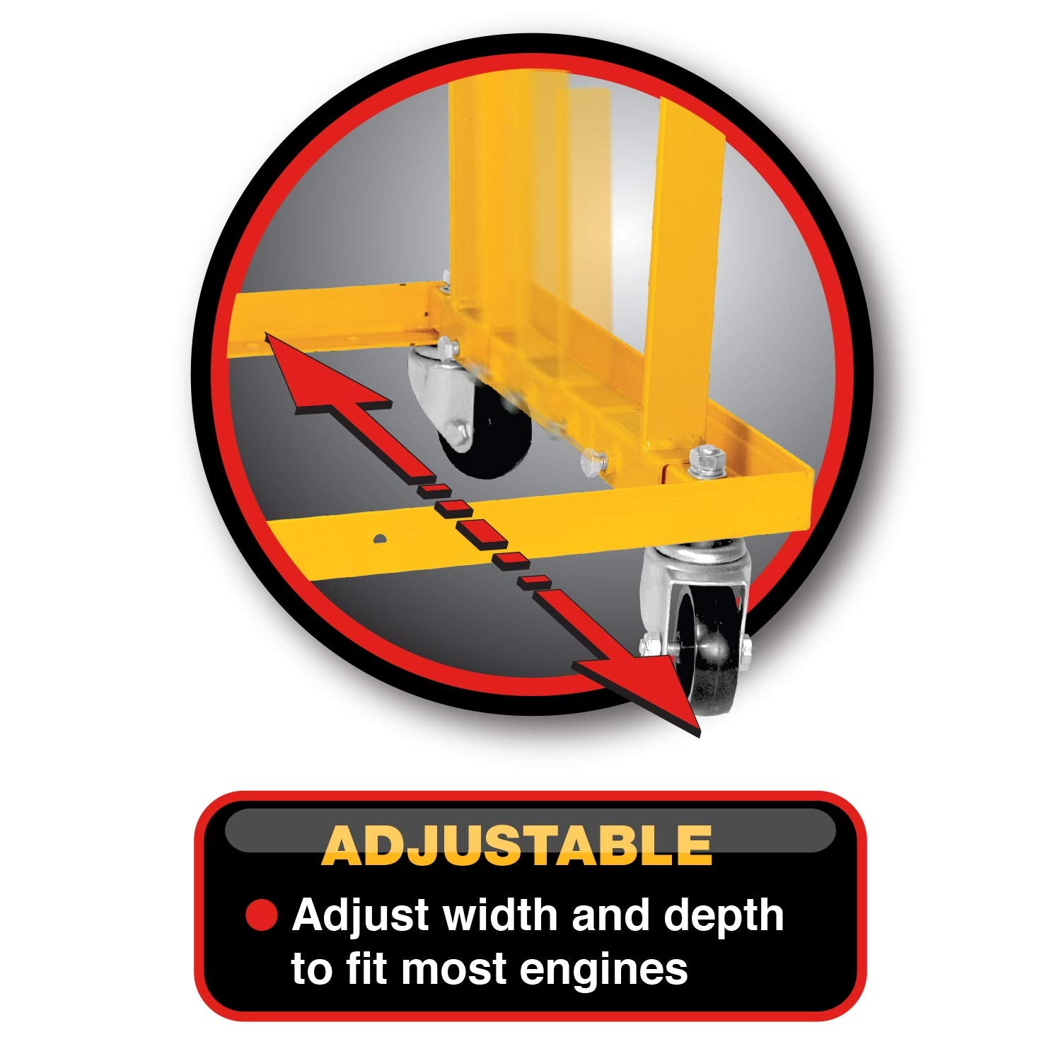 Rolling Engine Stand Performance Tool W41037 with Straps for Vehicle Maintenance, Yellow, 750-lb Capacity