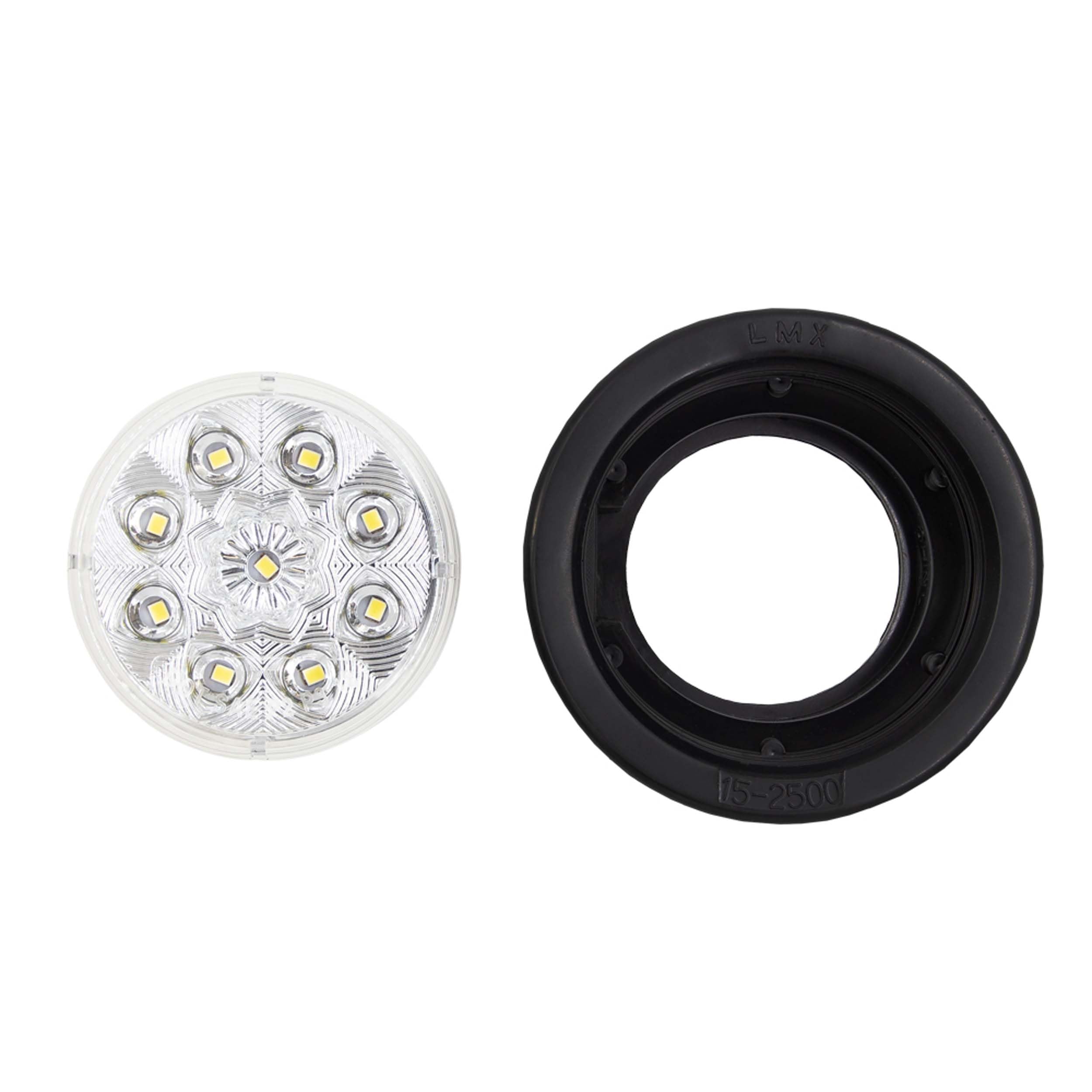 2.5 Inch Round Heise Marker/Clearance Light with Grommet - White, Round Marker/Clearance Light (HE-TR2503)