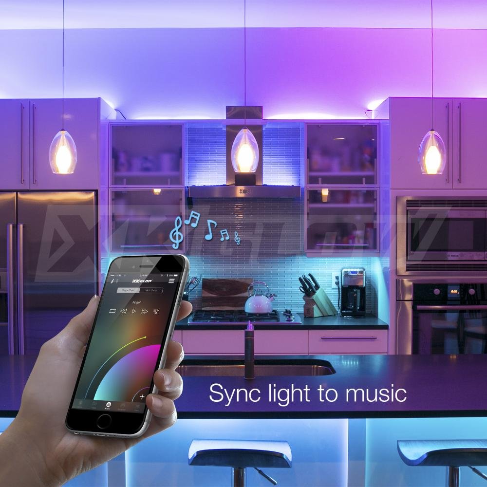 XKGLOW 8x3ft XK-Home-S-STA Flex Strip Million Color XKCHROME Smartphone App Controlled Home Indoor & Outdoor LED Light Kit