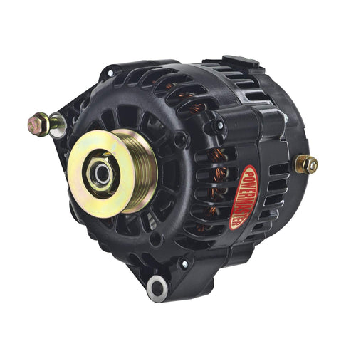 Black Powermaster 8-58529-103 Alternator (165A 6 Groove Pulley Side Bat Post with Spacers 1 Wire)