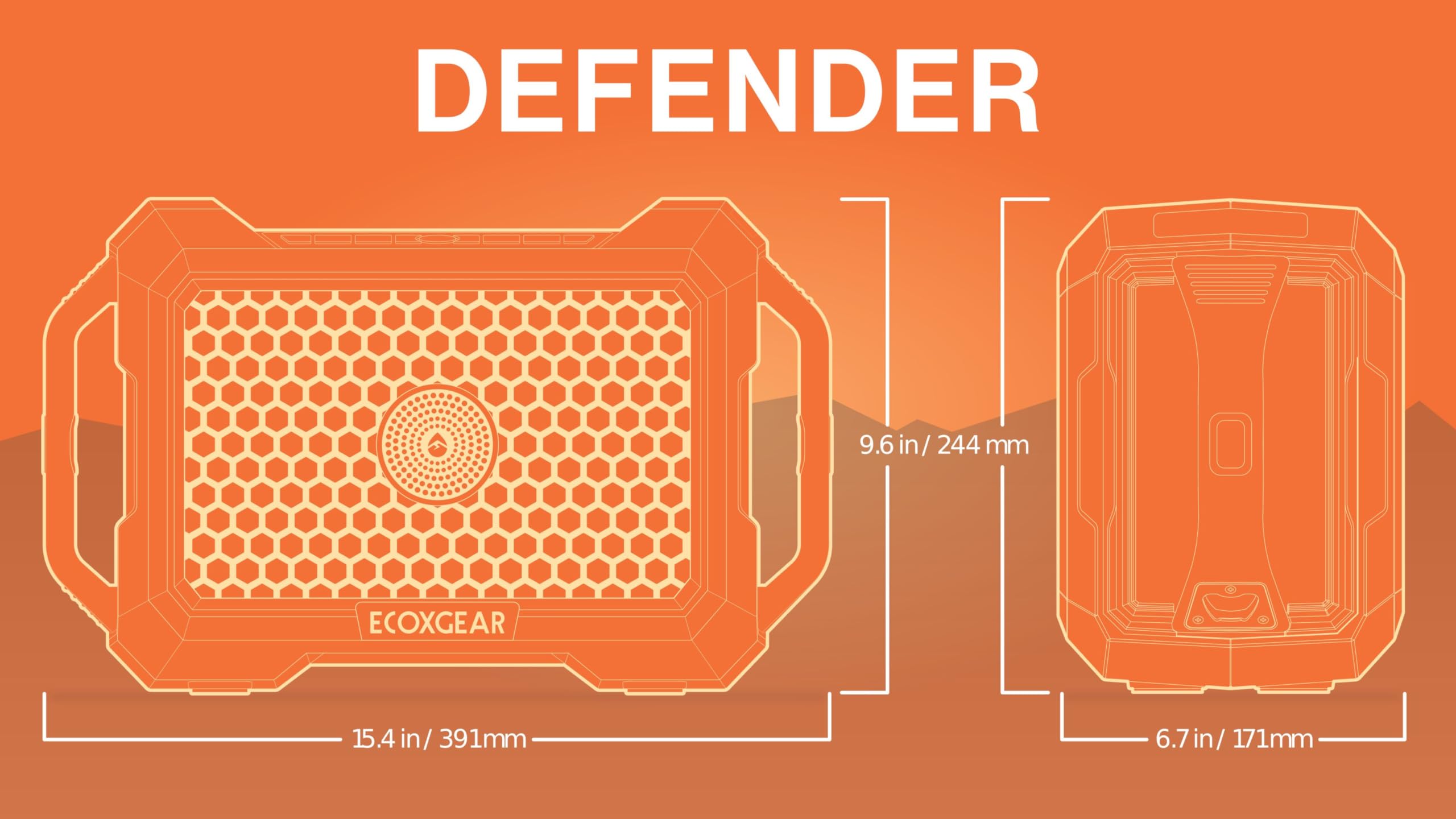 Outdoor ECOXGEAR Defender: Portable Bluetooth Speaker, 121dB Massive Sound, Waterproof and Drop Proof, with LED Party Lights, Pair up to 100, 25+ Hours Playtime (Black Oak)