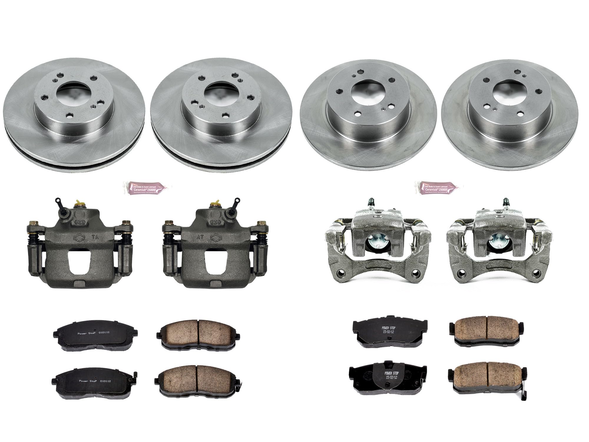 Power Stop KCOE662 Replacement Autospeciality Front and Rear Caliper Kit- OE Rotors, Ceramic Brake Pads, Calipers For INFINITI I30 1996-1999, Nissan Maxima 1995-1999 [Model Specific]