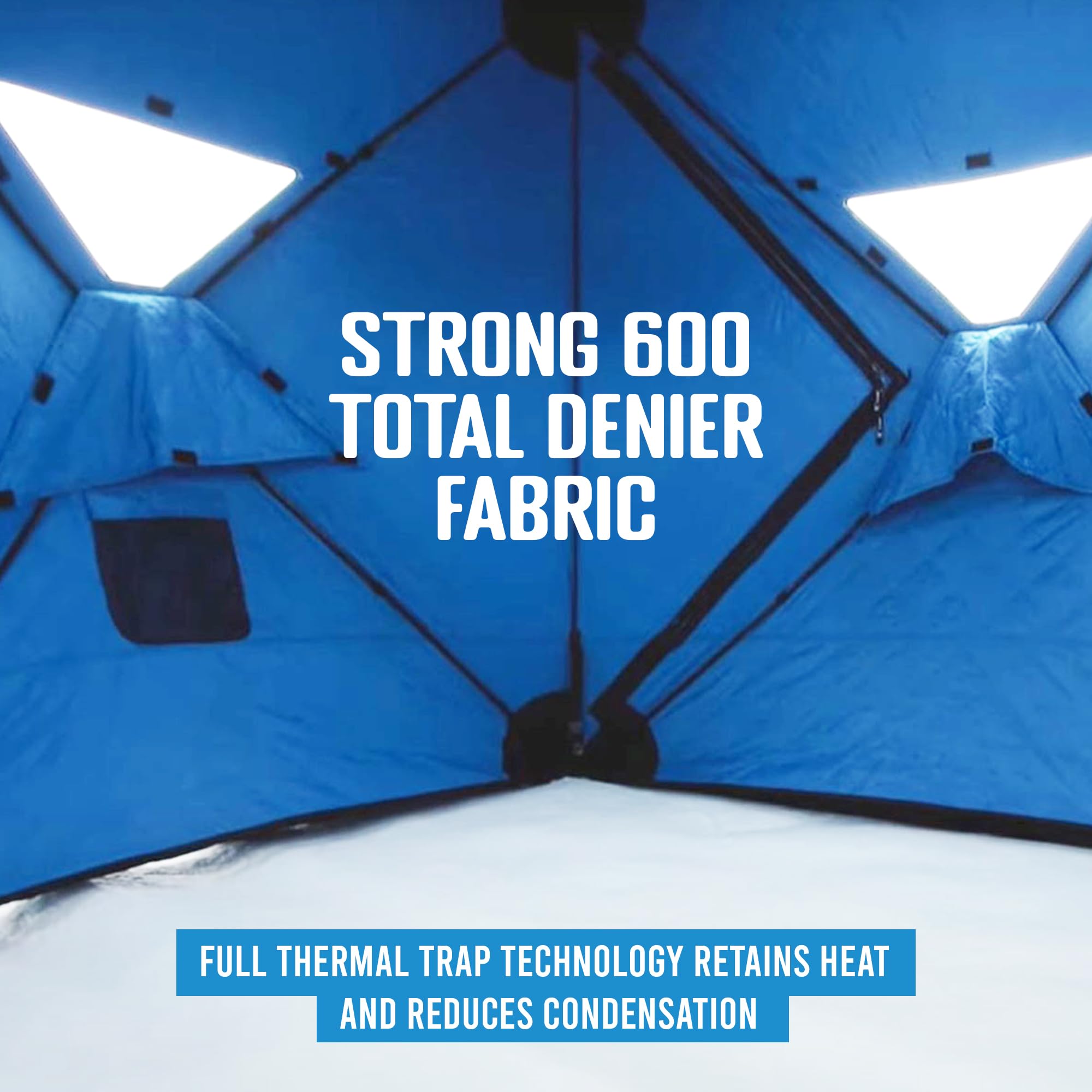C-560 CLAM 4 Person Thermal Ice Fishing Shelter - 7.5 ft Pop Up Tent with Anchors & Carry Bag