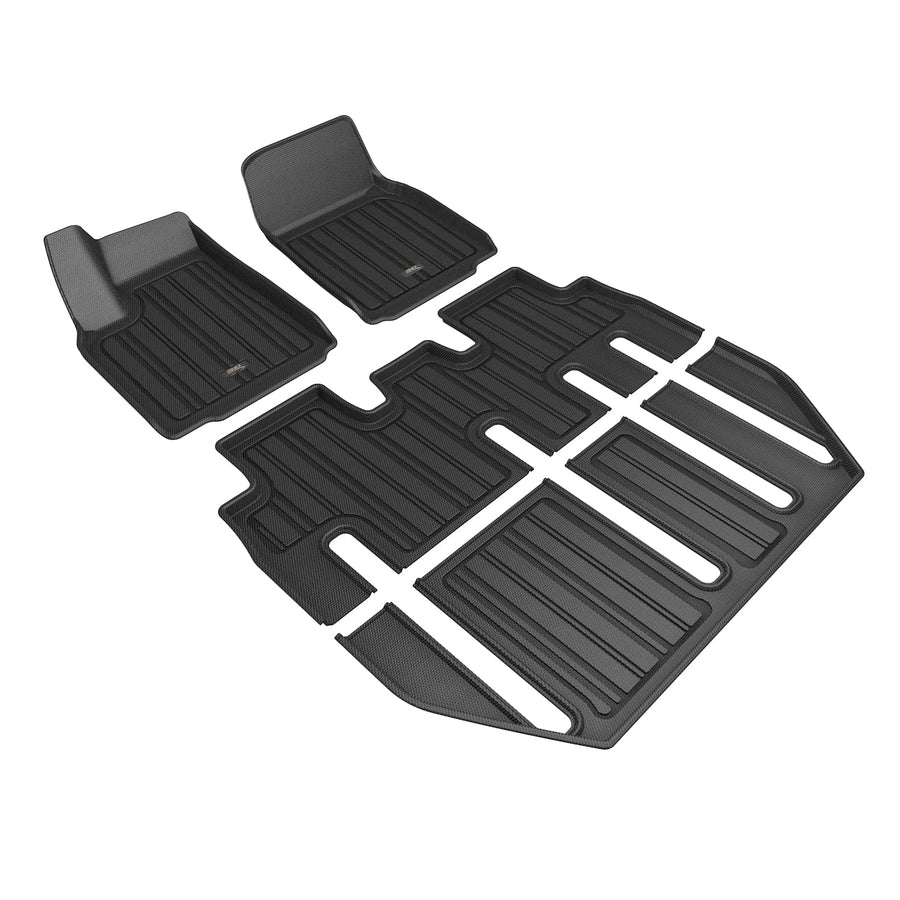 Custom Fit 3D MAXpider Elitect Floor Mat (Black) Compatible with Tesla Model X 7-Seat 2022-2025 - Full Set