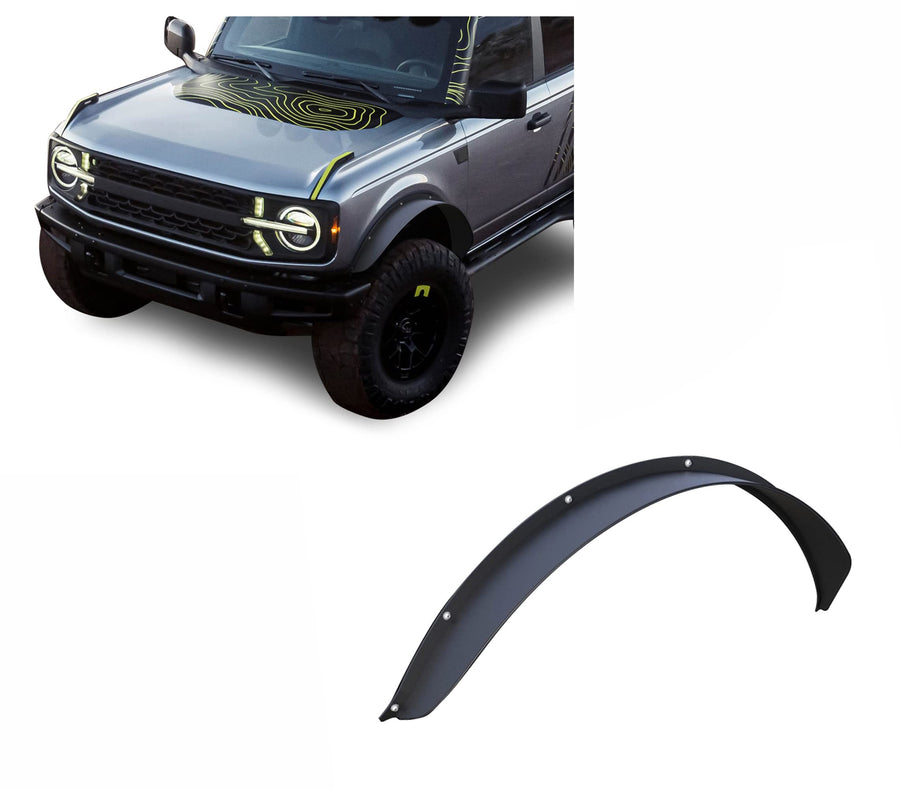 FENDER FLARES Black Horse Sheet Metal Plate Black Compatible with 2021-2024 Ford Bronco(Excl. Heritage Edition, Heritage Limited Edition, Everglades, and Raptor)-FF-FBF21