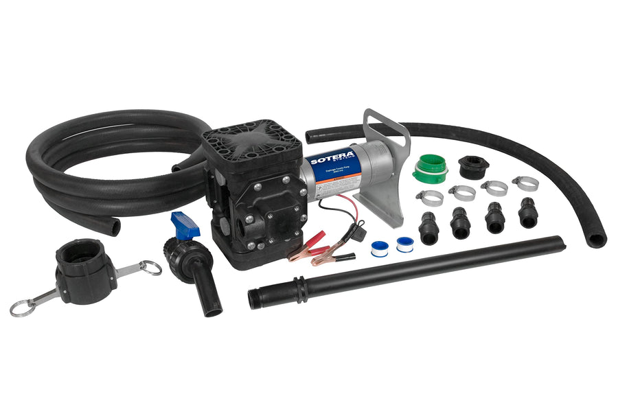 12V DC Sotera Chemical Transfer Pump, Pump-N-Go Mount with Motor Bracket, Hose & Suction Pipe - Chemical Transfer Pump - Mild Acid Transfer Pump for Outdoor Applications - SS415BX731PG