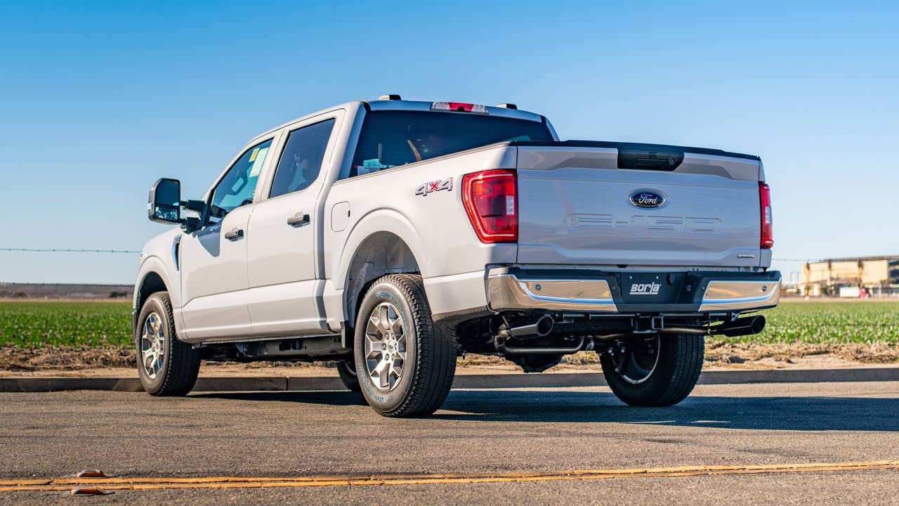 BORLA Cat-Back 140863BC for '21-'23 F-150 2.7L/3.5L AT 2&4WD Crew Cab 5' 7" Bed/Ext. Cab 6' 7" Bed EXC. 3.5L P.B., Tremor, & Black Appear. Adapt. 60556 Crew Cab (6' 7") Bed. 60564 Ext. Cab (8' 2") Bed
