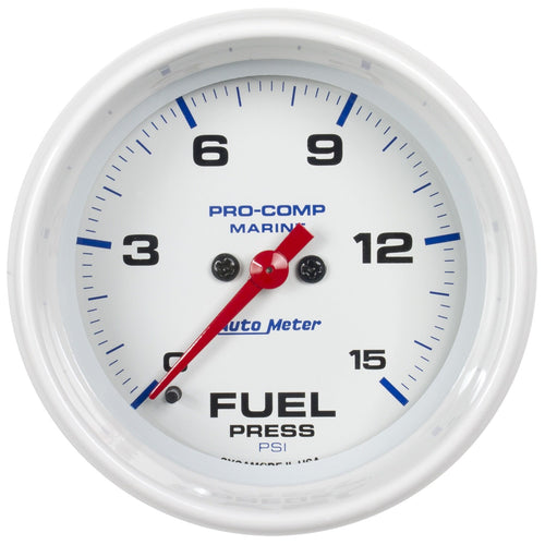 Fuel Pressure AutoMeter Gauge, 2 1/16", 15Psi, Digital Stepper Motor, Marine White (200848)