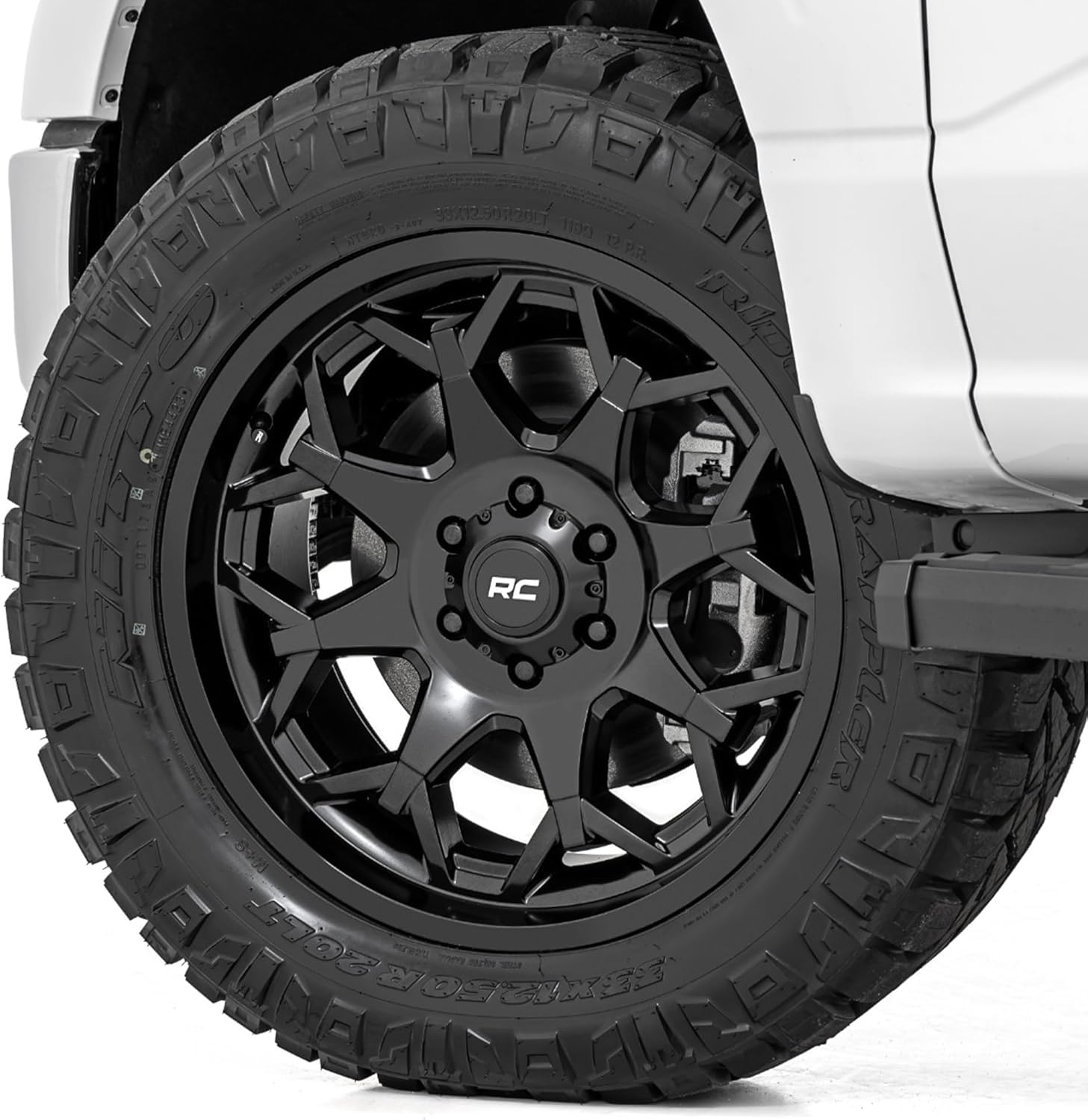 20x10 Rough Country Series 80 Wheel - 5x5.0" Bolt Pattern, 19mm Offset, One-Piece Aluminum, Semi-Gloss Black Off-Road Rim for Jeeps, Trucks, SUV