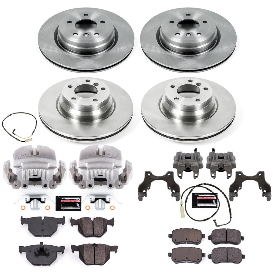 Power Stop KCOE5768 Replacement Autospecialty Front and Rear Caliper Kit-Rotors, Ceramic Brake Pads, Calipers For BMW 330xi 2006 [Model Specific]