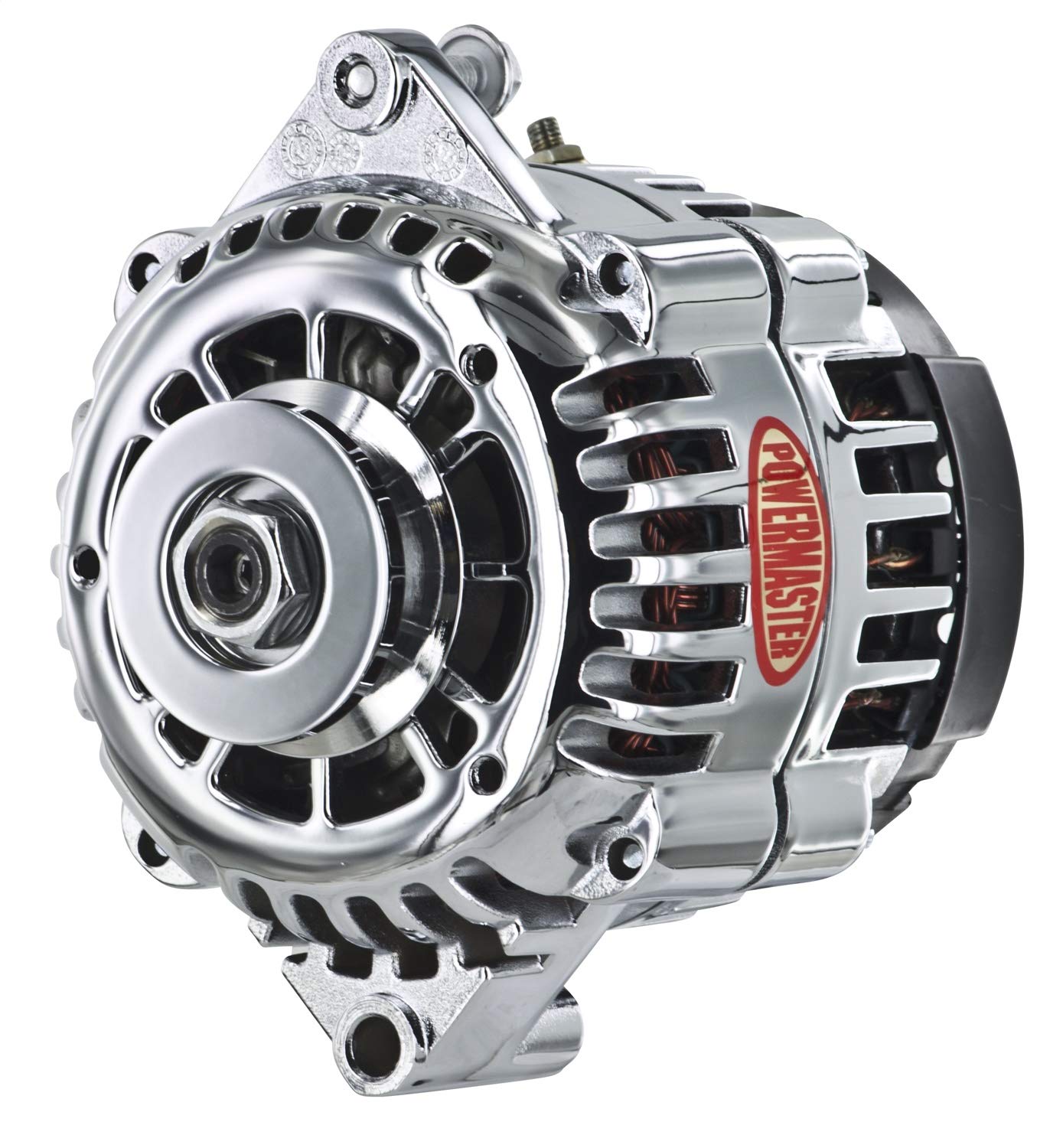 Alternator Powermaster 38413 (GM AD230 Chrome 165A 1V Pulley Str Mt 6.61" Side BAT Post (Upgrade for All GM w/6.61" Str Mtg)), 1 Pack