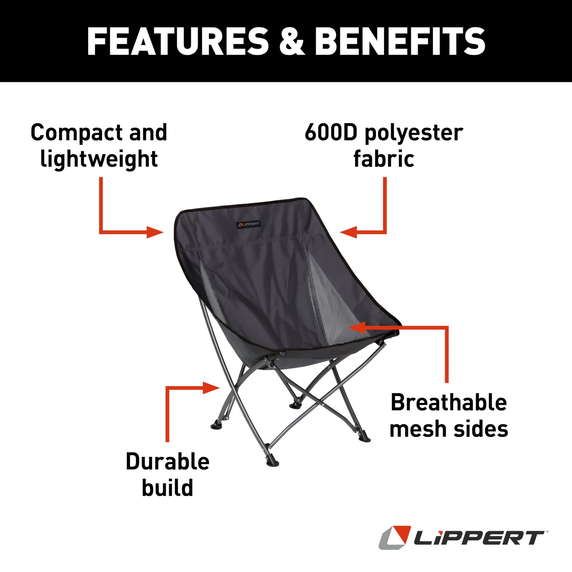 Baja™ Lippert Compact Camping Chair - Dark Grey