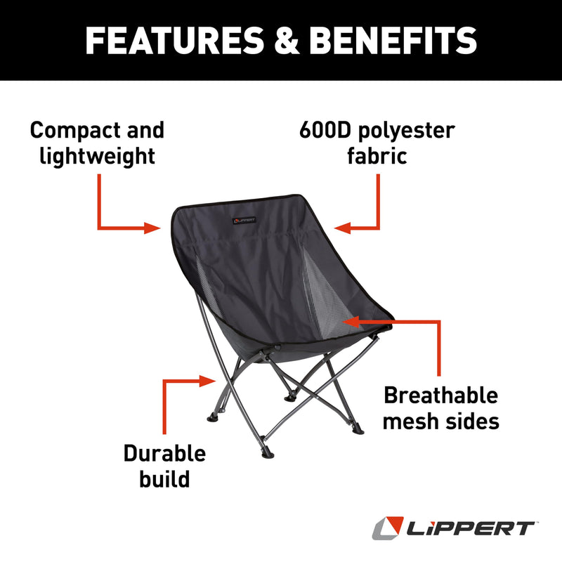Baja™ Lippert Compact Camping Chair - Dark Grey