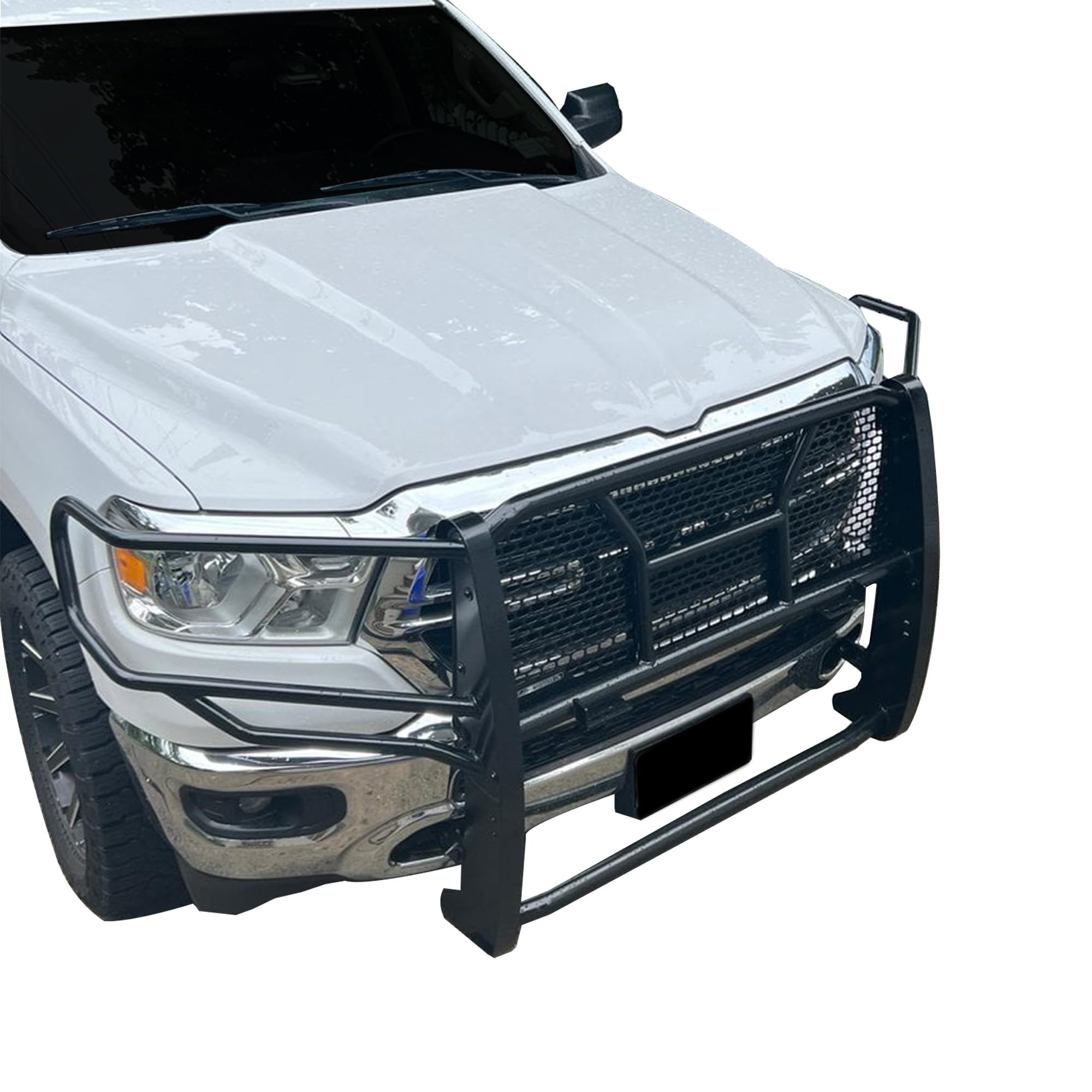 RUGGED Black Horse Heavy Duty Grille Brush Bumper Guard Modular Black Compatible with 2019-2024 Ram 1500 Classic|2011-2018 Ram 1500|2009-2010 Dodge Ram 1500-RU-DORA09-B