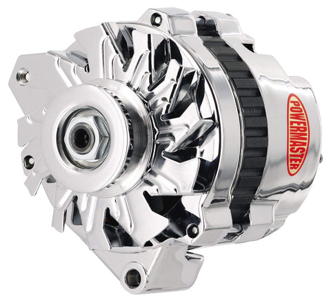 Alt GM CS130 Chrome 105A 1V Pulley Offset Left MTG 1-Wire or OE Hookup - Powermaster