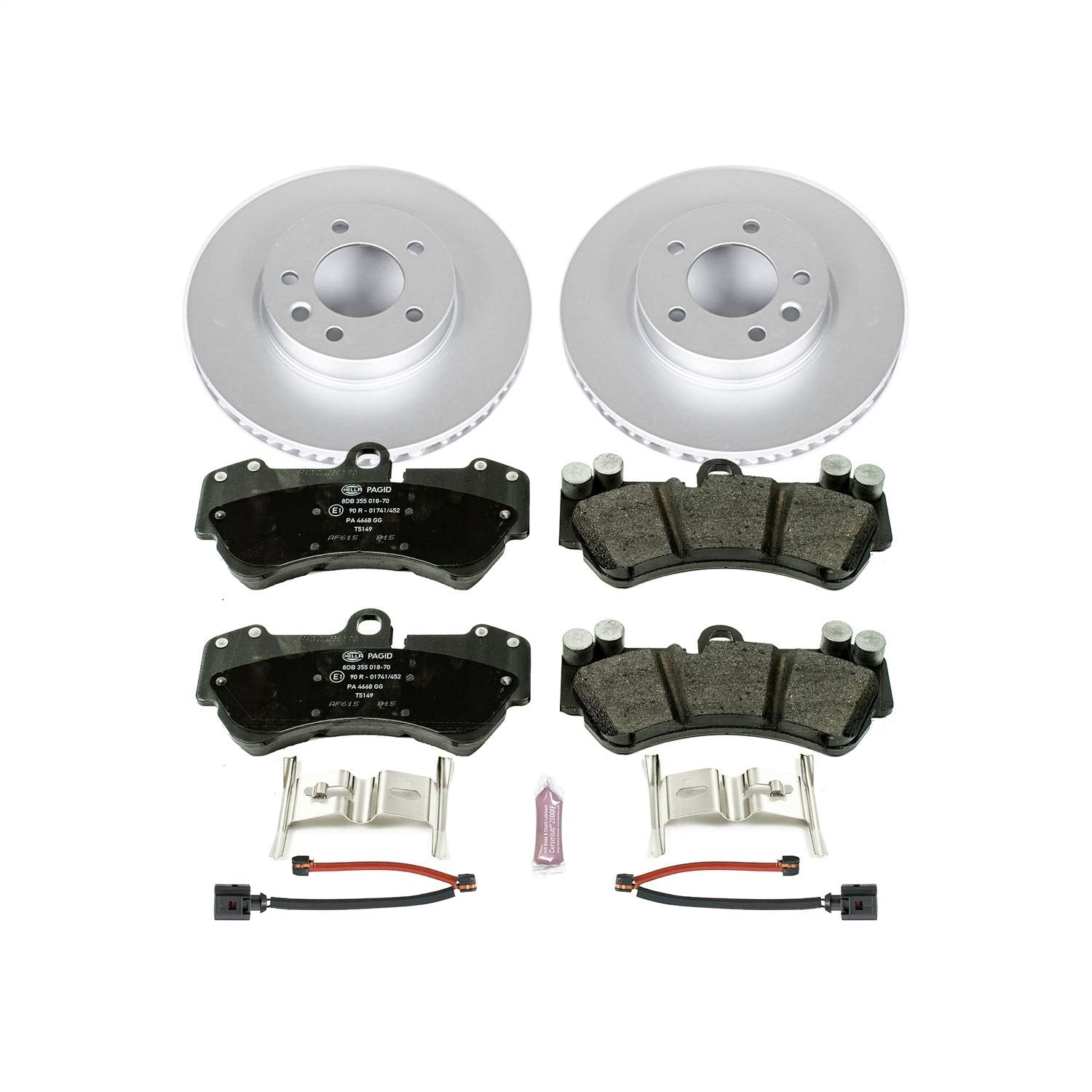 Power Stop ESK4554 Euro-Stop Front Brake Kit Porsche Volkswagen and 2 Front Sensor Wires